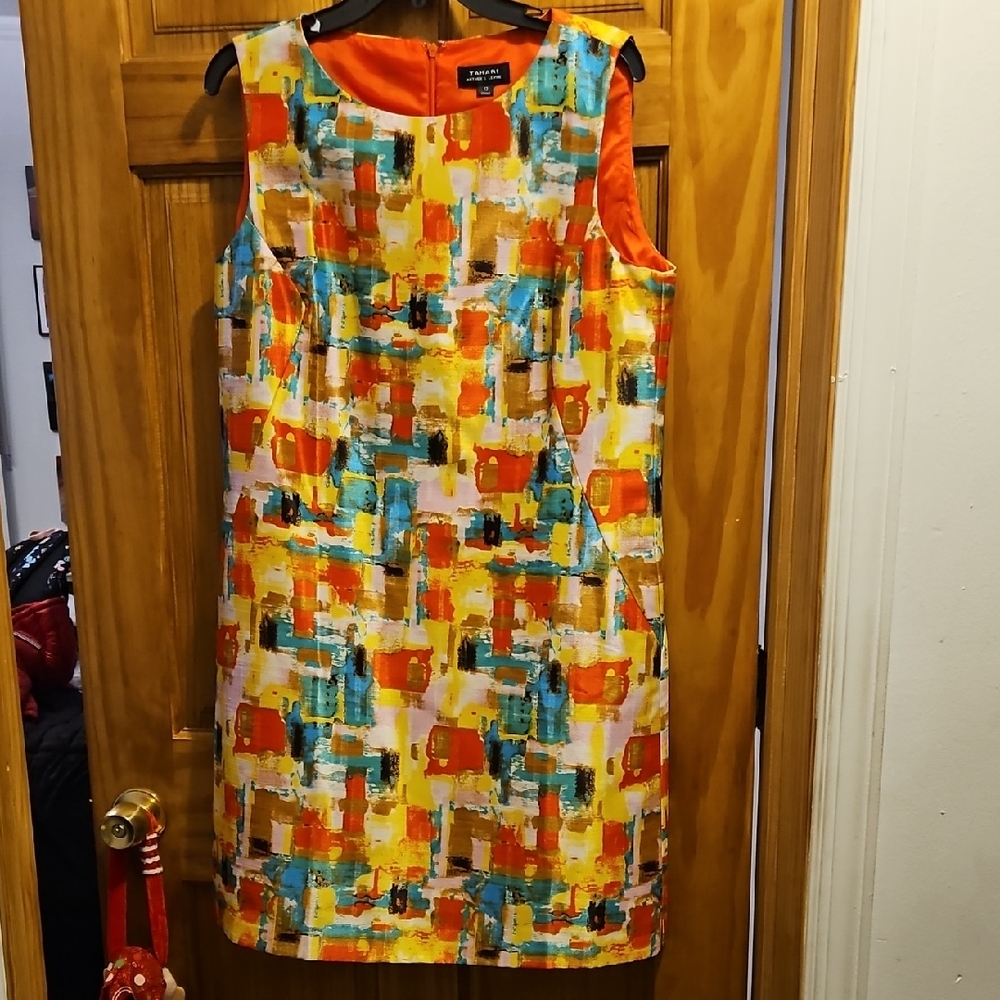 Womens Colorful Abstract Print Sleeveless Dress
